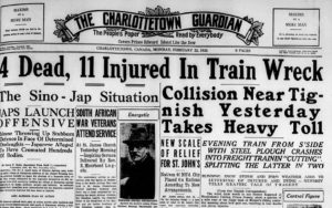 Newspaper article about Tignish train wreck